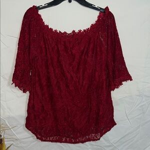 Elegant Red Lace Women's Top